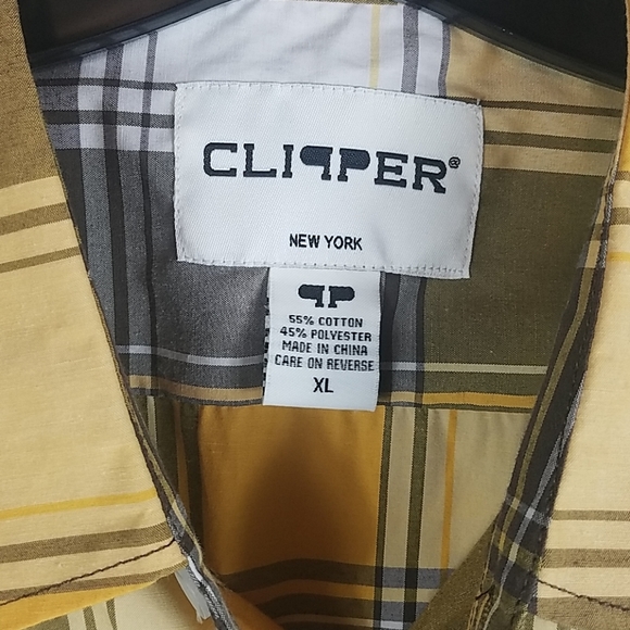 Clipper New York, Yellow/Taupe Plaid shirt, Sz XL - Picture 3 of 5